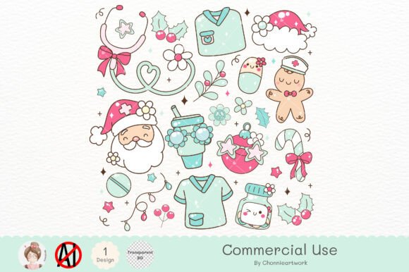 Christmas Pastel Nurse PNG SVG for Crafts & Graphics