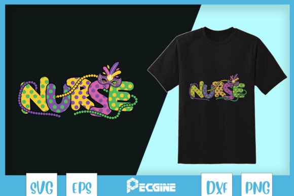 Mardi Gras Beads Nurse Mask SVG for Crafts