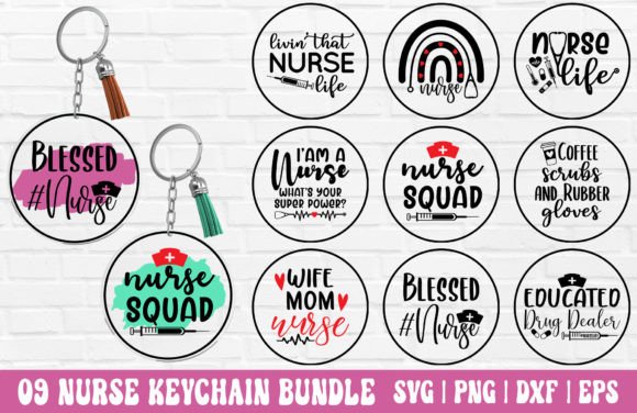 Nurse Keychain SVG Bundle: Crafts & Graphics