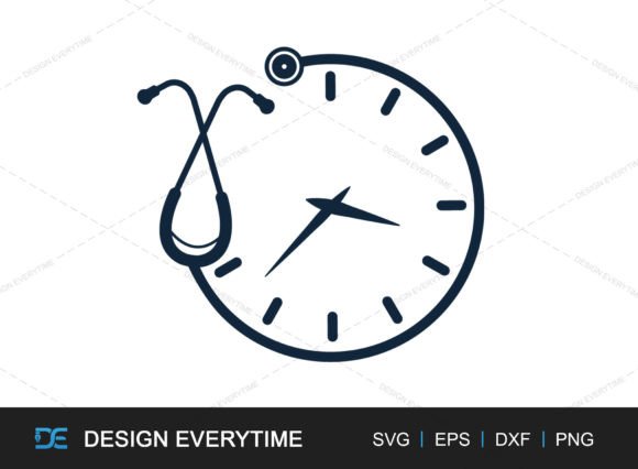 Stethoscope Clock SVG: Medical Crafts & Graphics